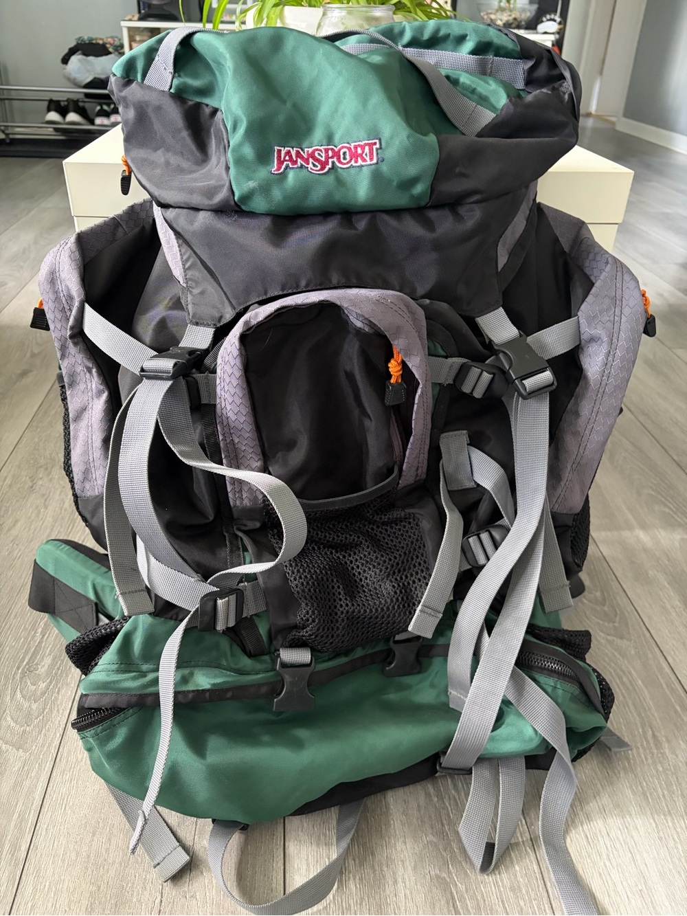Jansport Green and Gray Outdoor Hiking Pack
